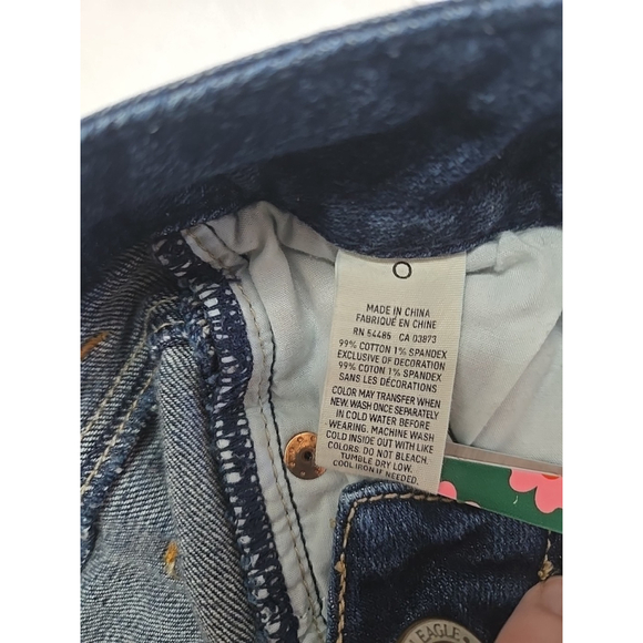 American Eagle Low Rise Denim Shorts Size 0 Y2K Distressed Cutoff Festival - Picture 4 of 12